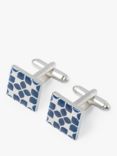 Simon Carter Floral Square Cufflinks, Navy