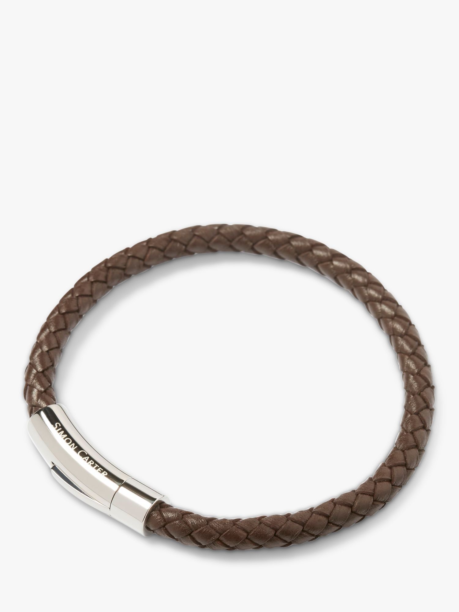 Buy Simon Carter Newquay Men's Braided Leather Bracelet Online at johnlewis.com