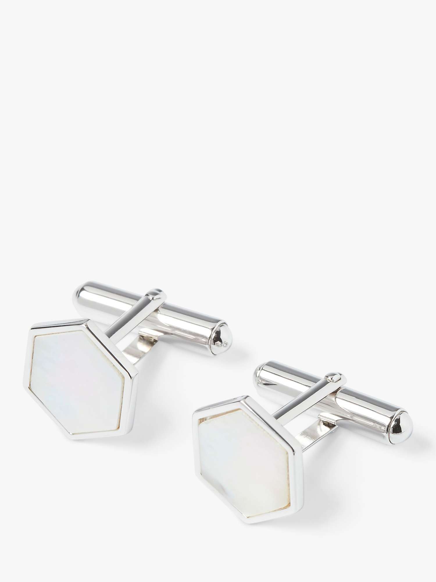 Buy Simon Carter Sterling Silver Mother of Pearl Hexagon Cufflinks, Silver Online at johnlewis.com