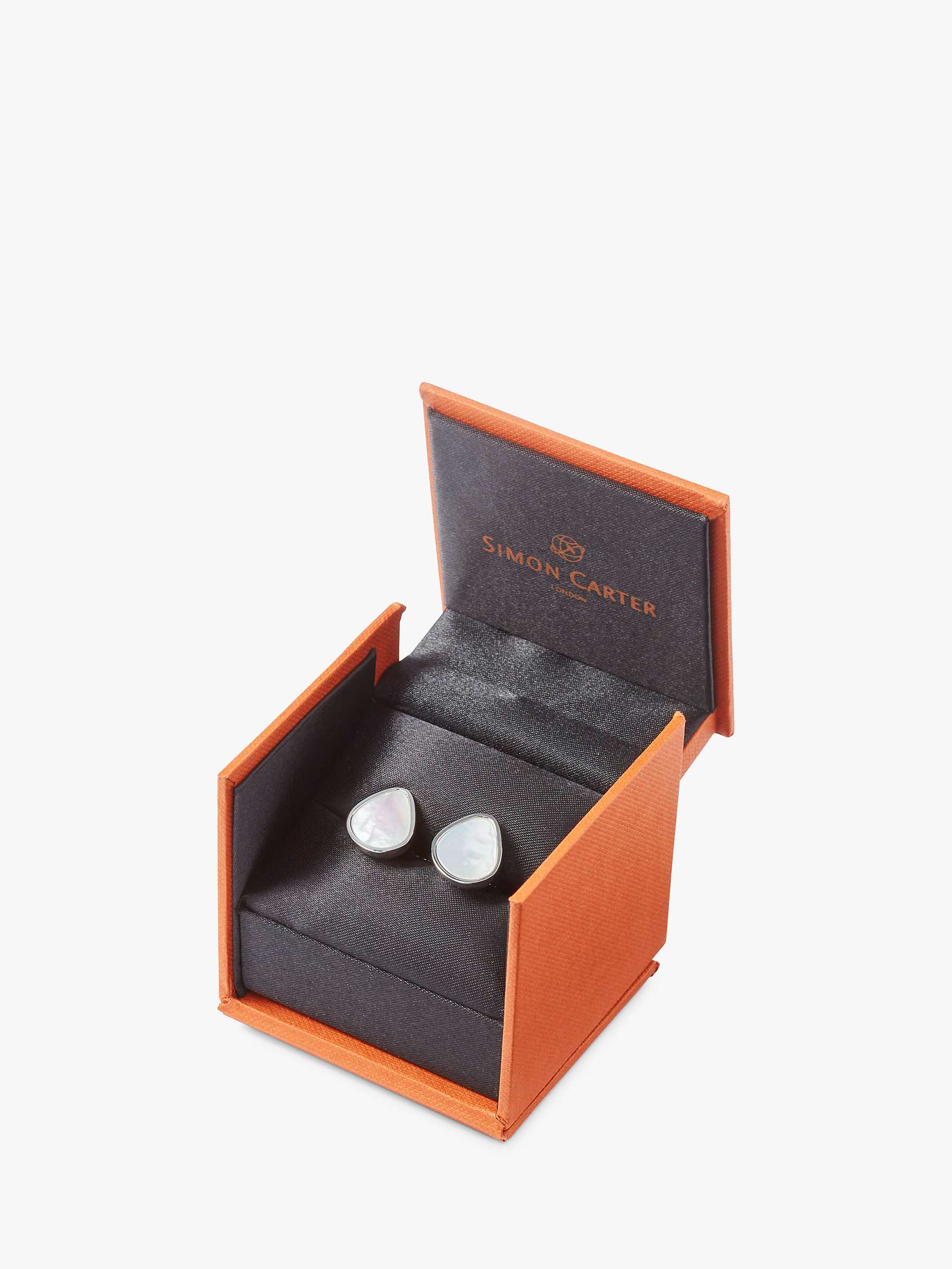 Buy Simon Carter Organic Pebble Mother of Pearl Cufflinks, Silver Online at johnlewis.com