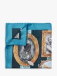 Simon Carter Italian Silk Victorian Dogs Print Pocket Square, Blue/Multi