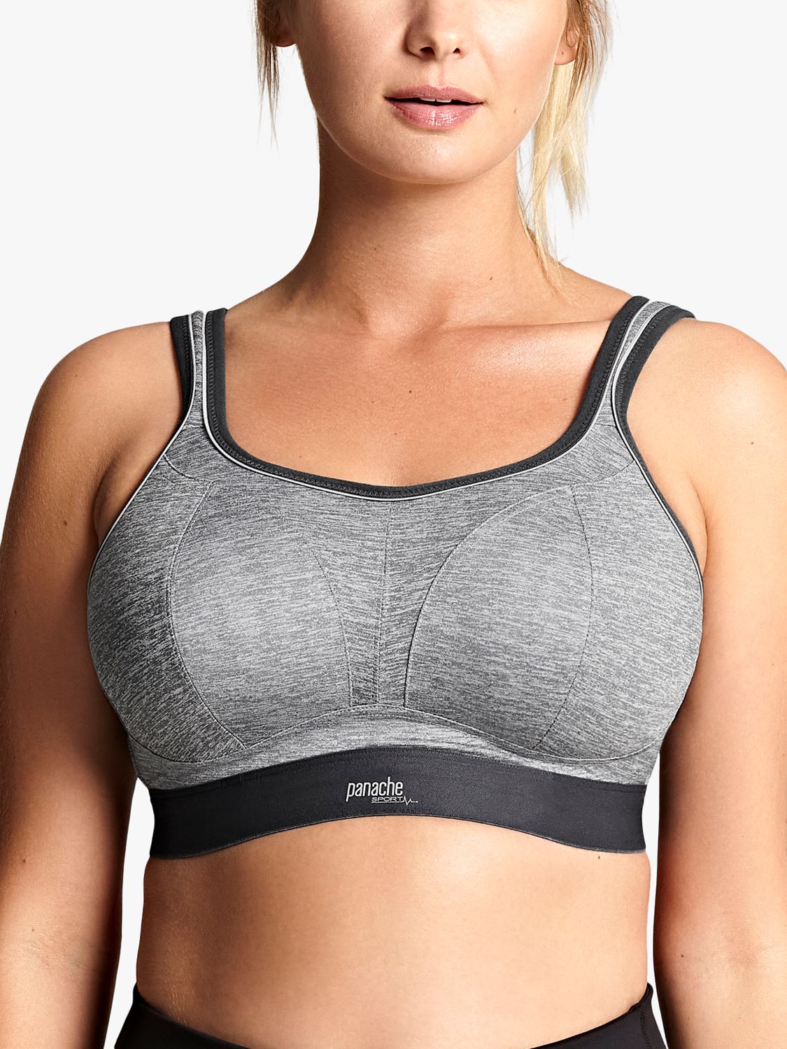 Panache Non Wired Sports Bra, Charcoal Marl at John Lewis & Partners