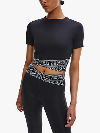 Calvin Klein Performance Short Sleeved Cross Hem Top, CK Black