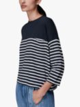 Whistles Breton Stripe Cotton Pocket T-Shirt, Navy/Multi