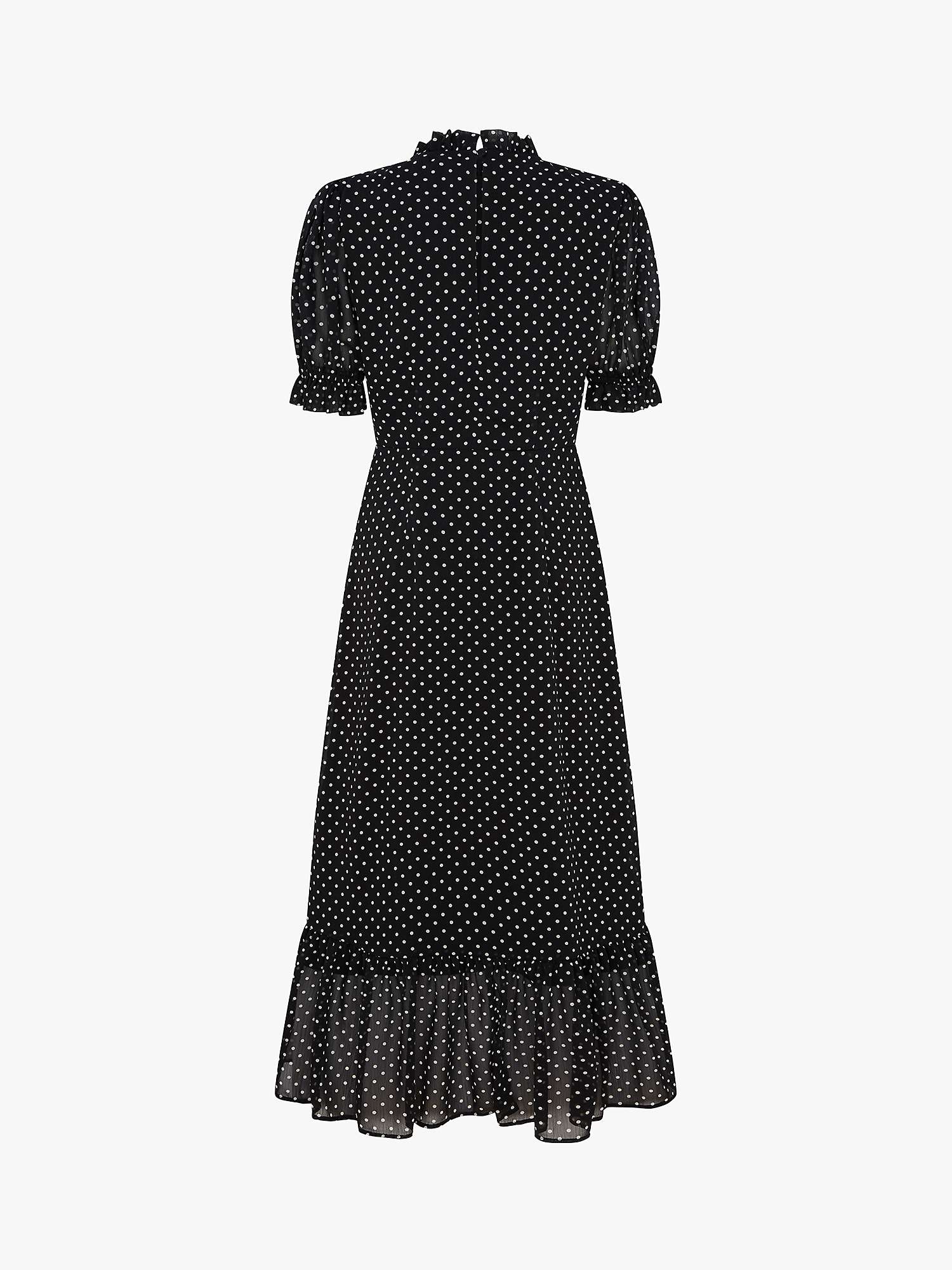 Buy Finery Camille Spot Print Ruffle Detail Midi Dress, Black/Multi Online at johnlewis.com