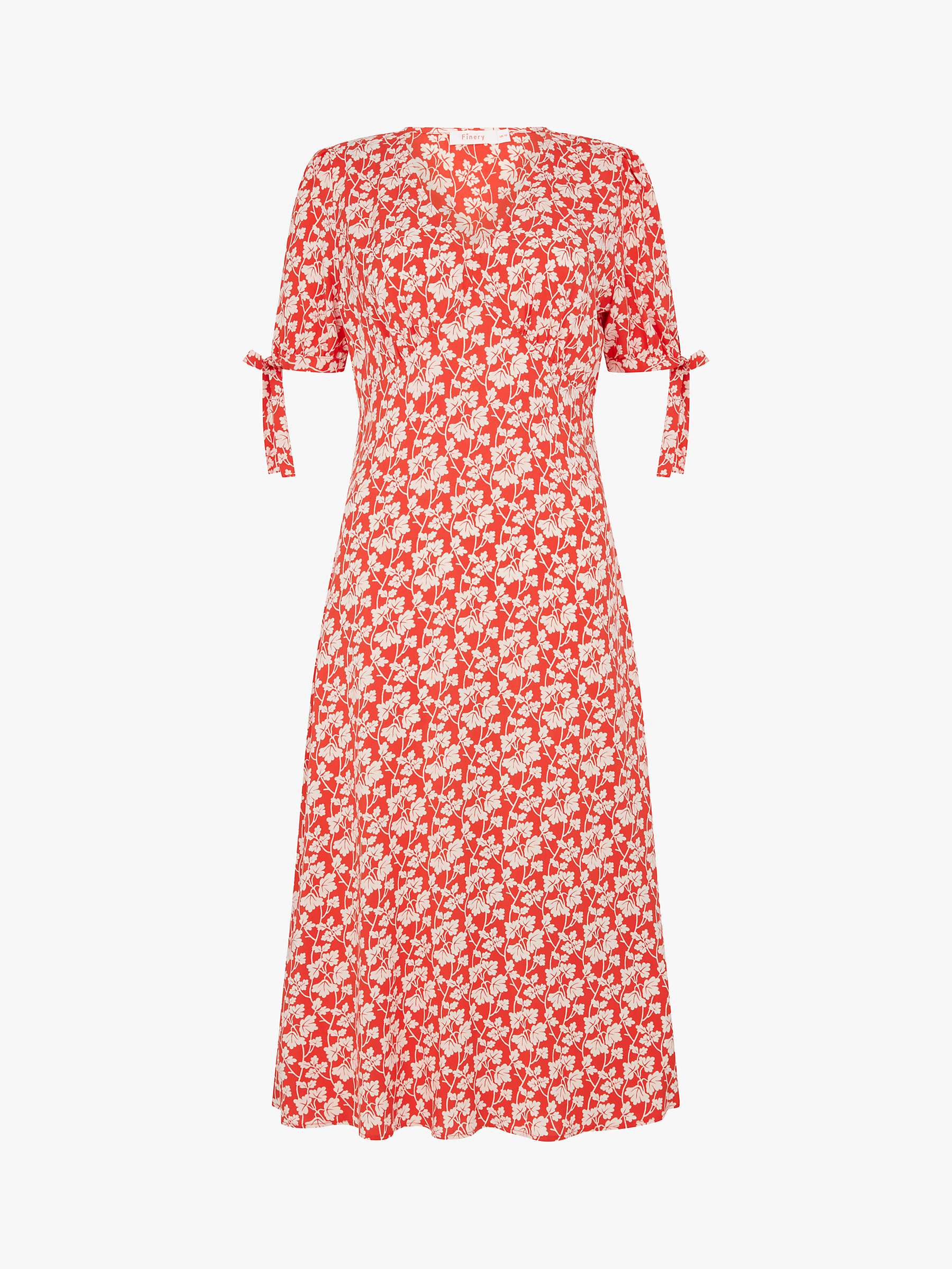 Buy Finery Claire Leaves Print Midi Dress, Red/Multi Online at johnlewis.com