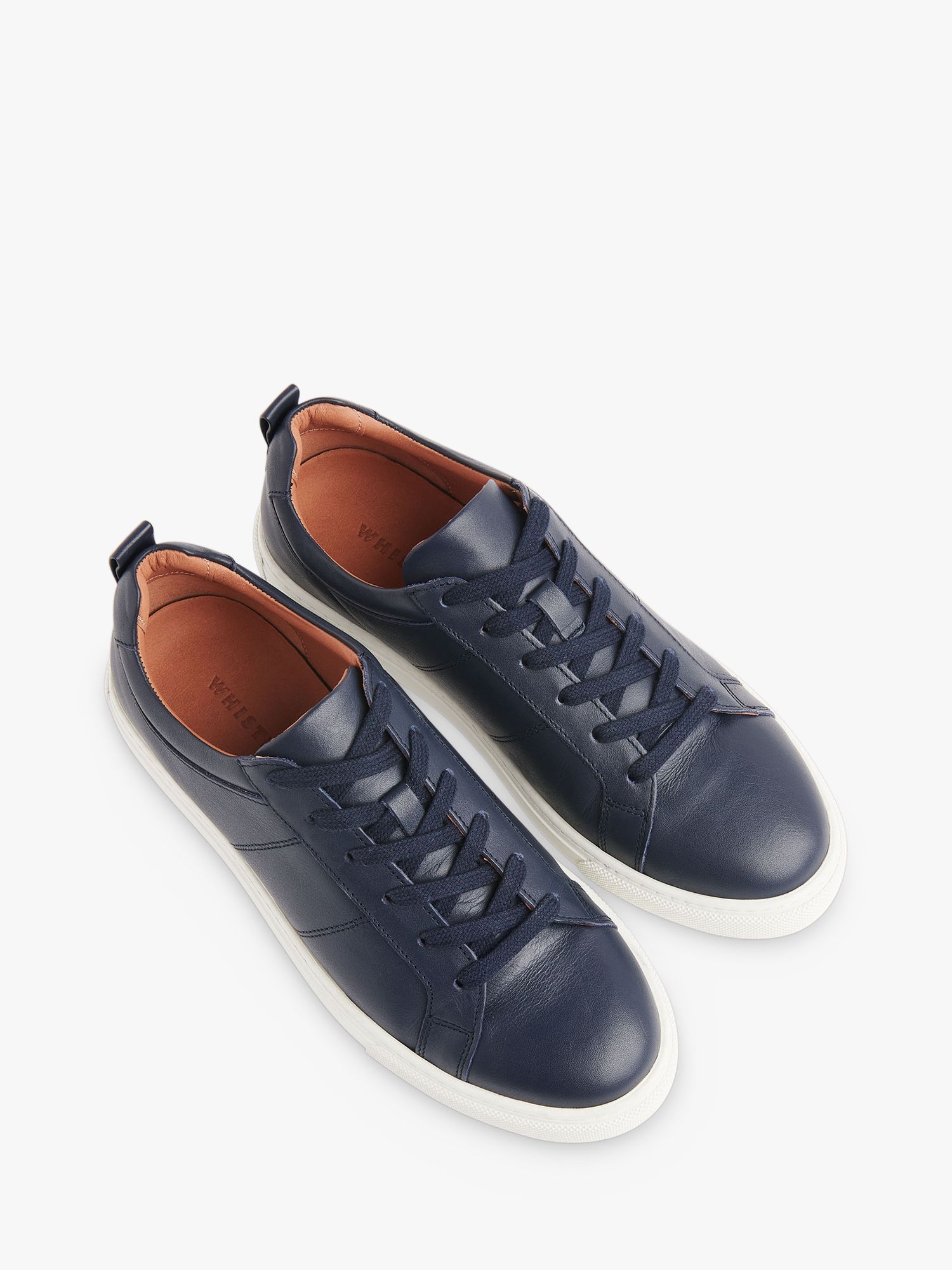 Whistles Koki Lace Up Leather Trainers, Navy at John Lewis & Partners
