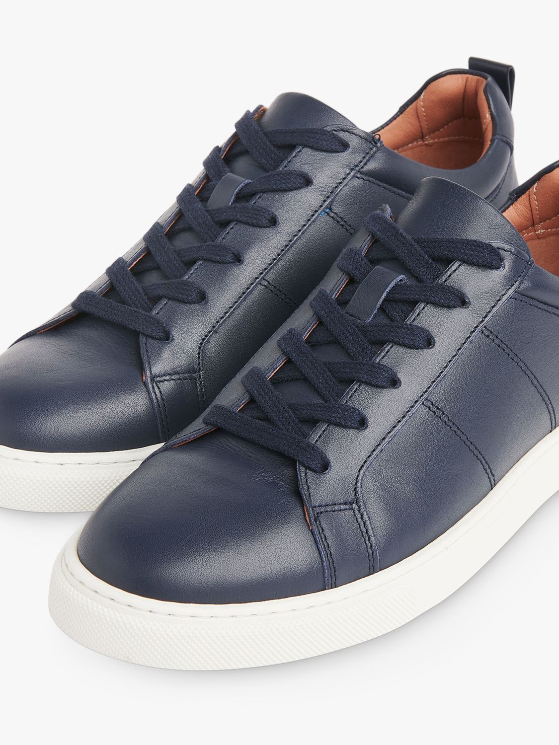Whistles Koki Lace Up Leather Trainers, Navy at John Lewis & Partners
