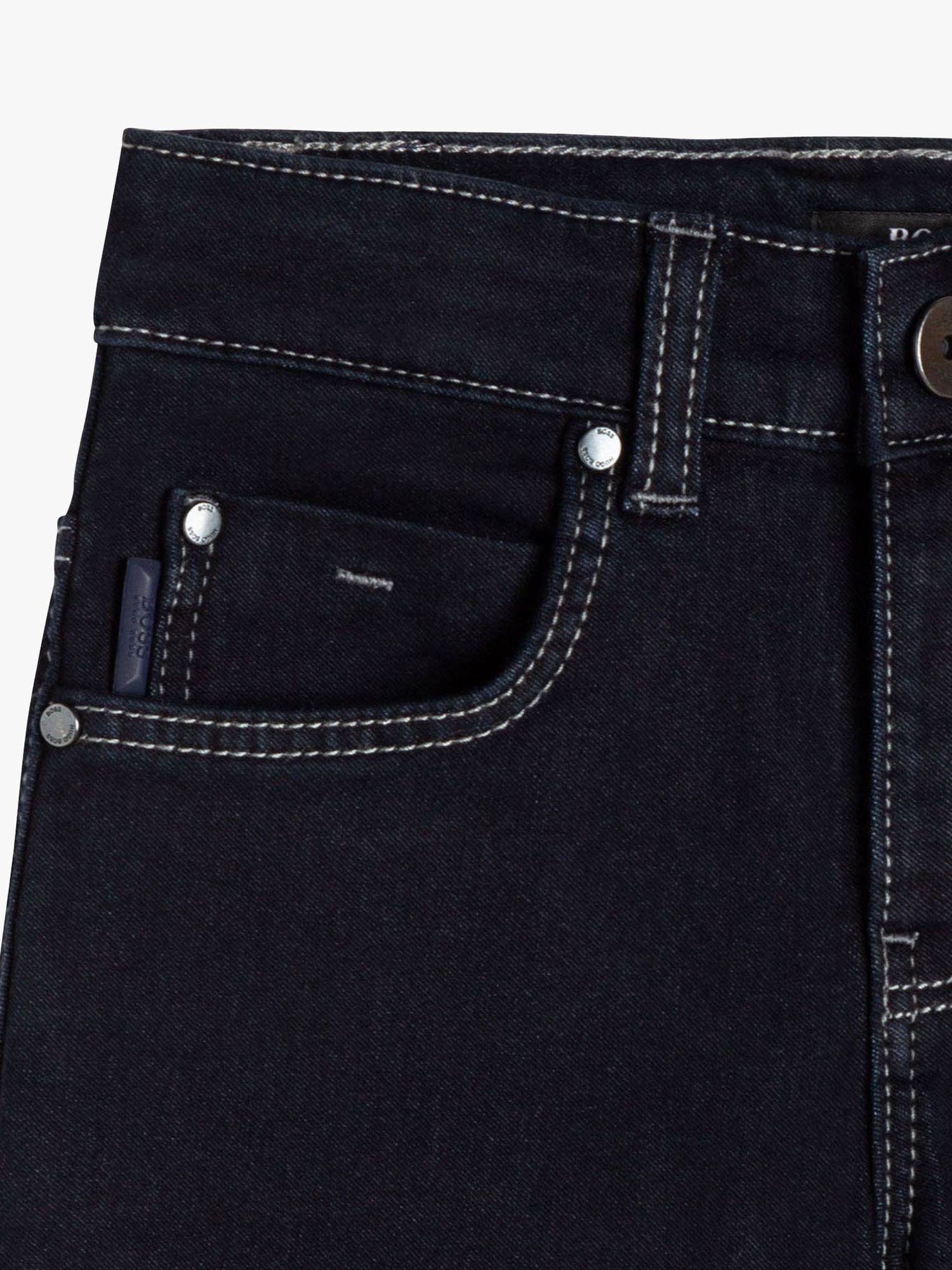 HUGO BOSS Boy's Waist Adjustable Plain Denim Jeans, Rinse Wash, 6-9 months