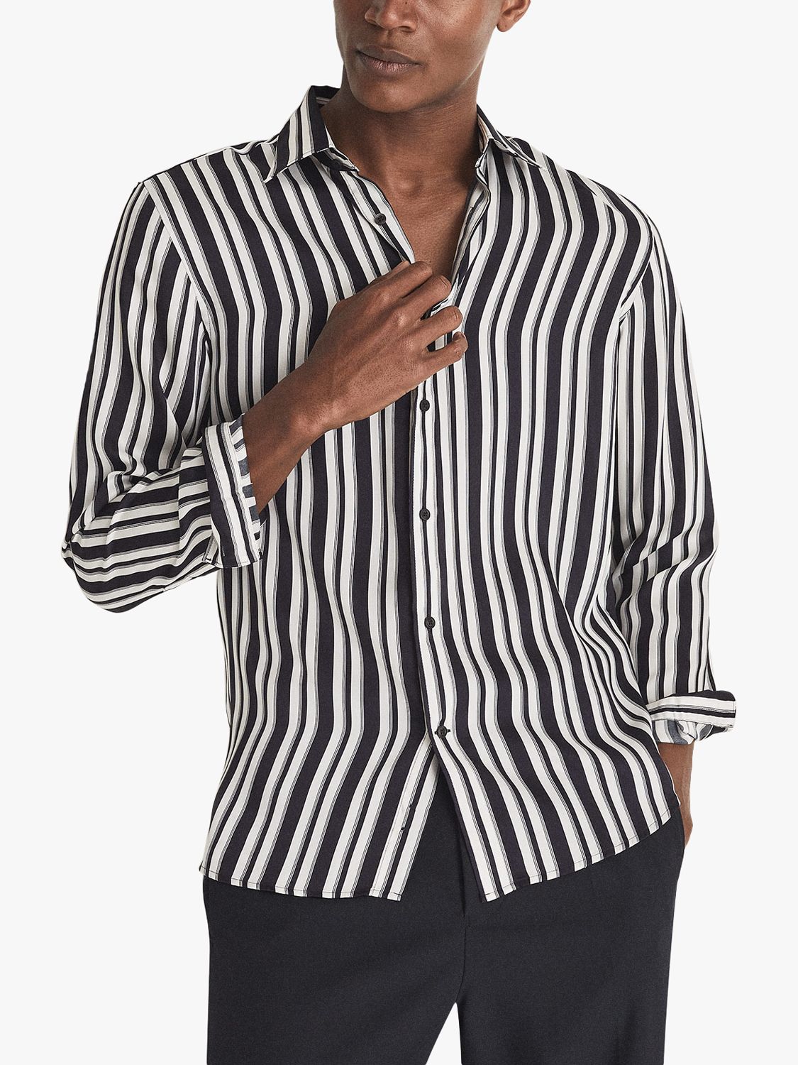 Reiss French Stripe Recycled Polyester Shirt at John Lewis & Partners
