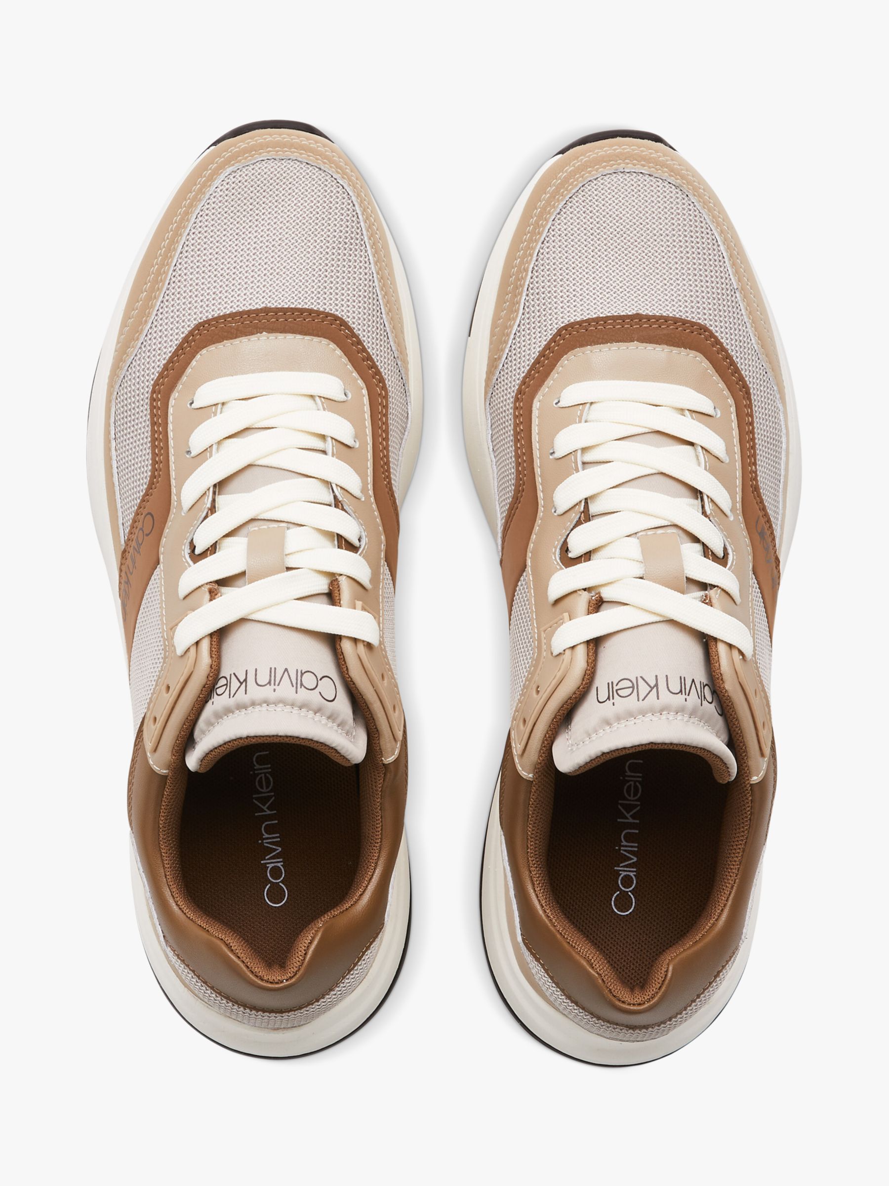Calvin Klein Recycled Lace Up Trainers, Travertine/Grey Fog