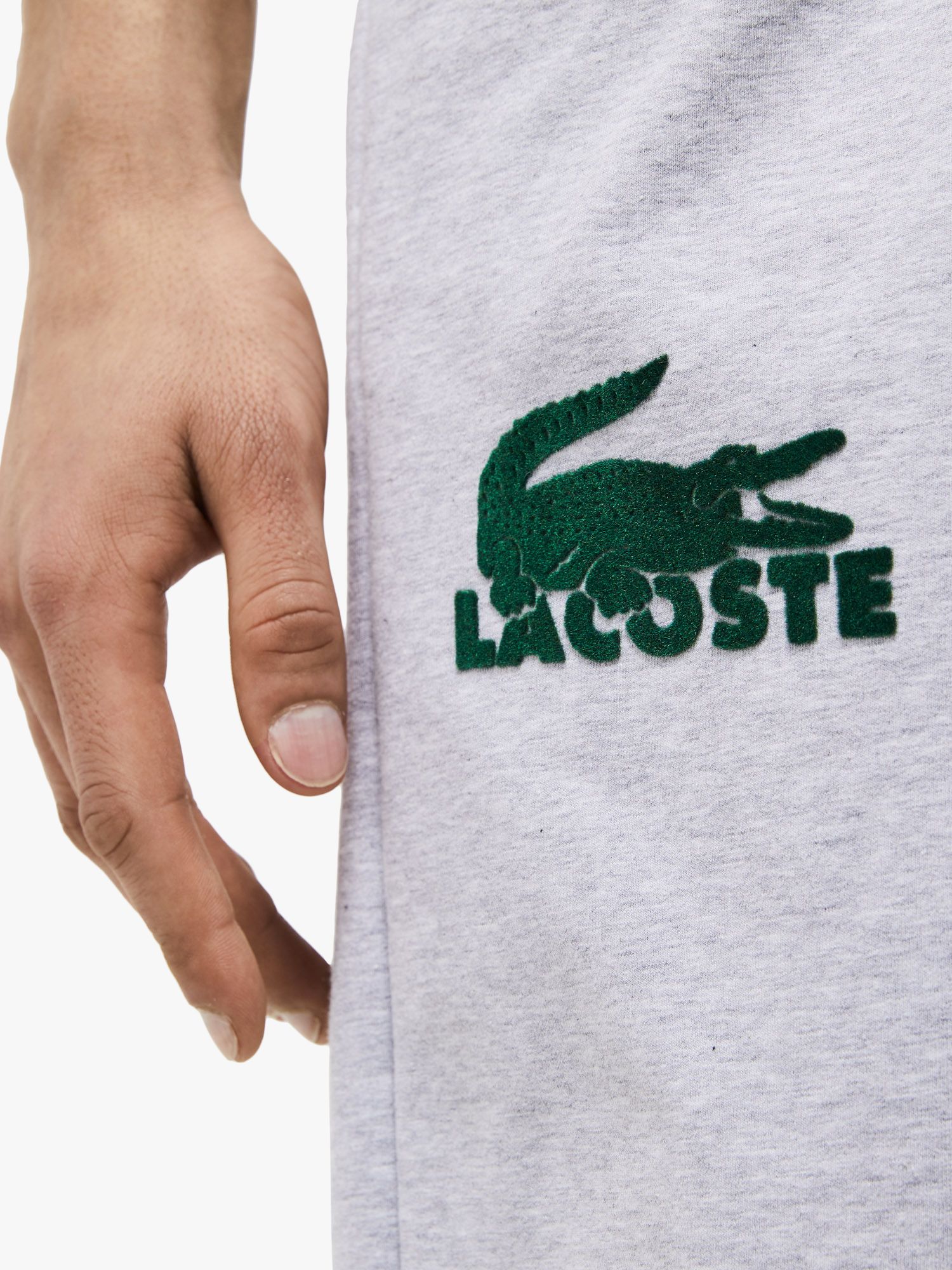 Lacoste Velour Crocodile Cotton Fleece Lounge Shorts, Grey