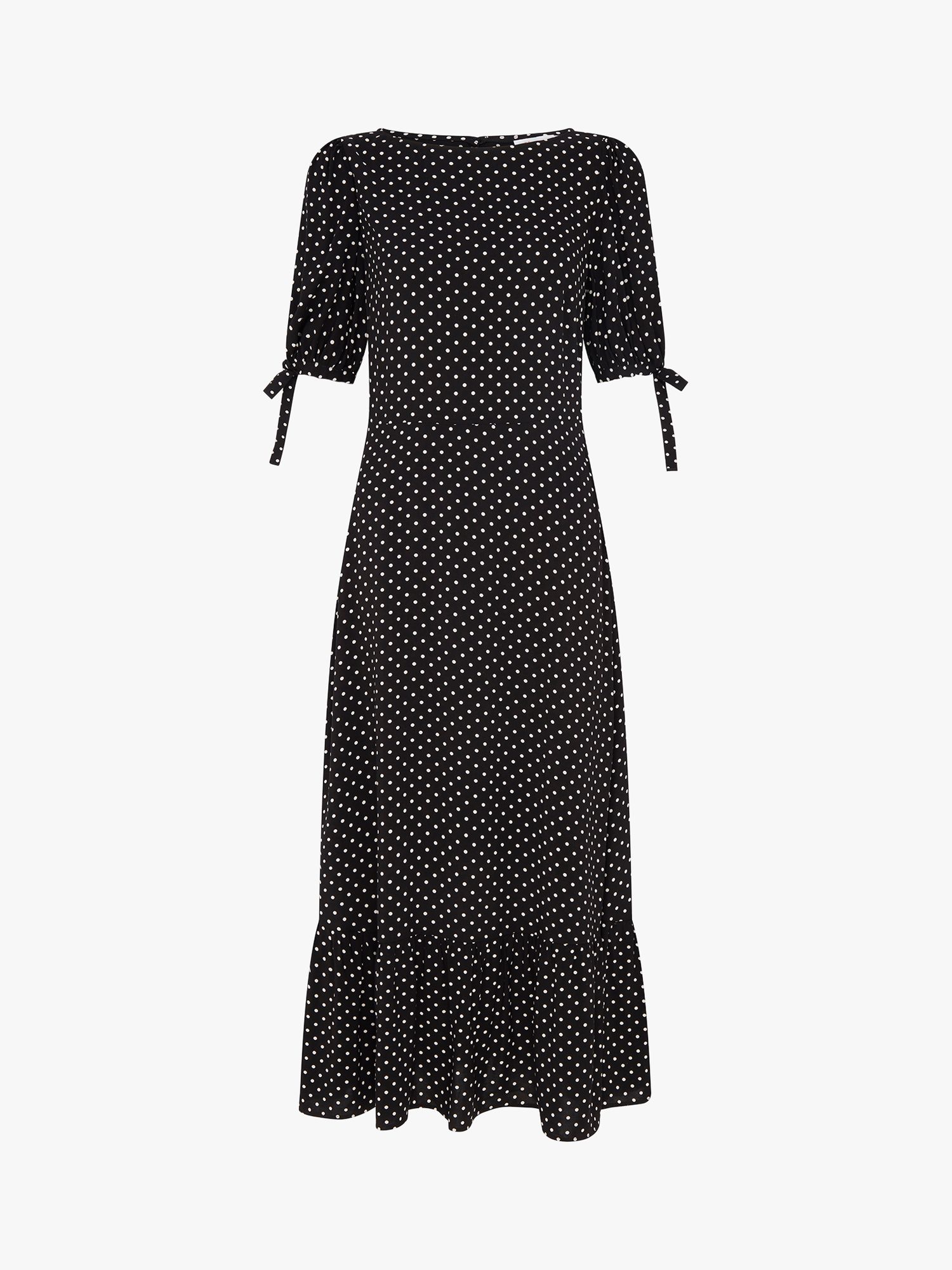 Finery Ruby Polka Dot Midi Dress, Black at John Lewis & Partners