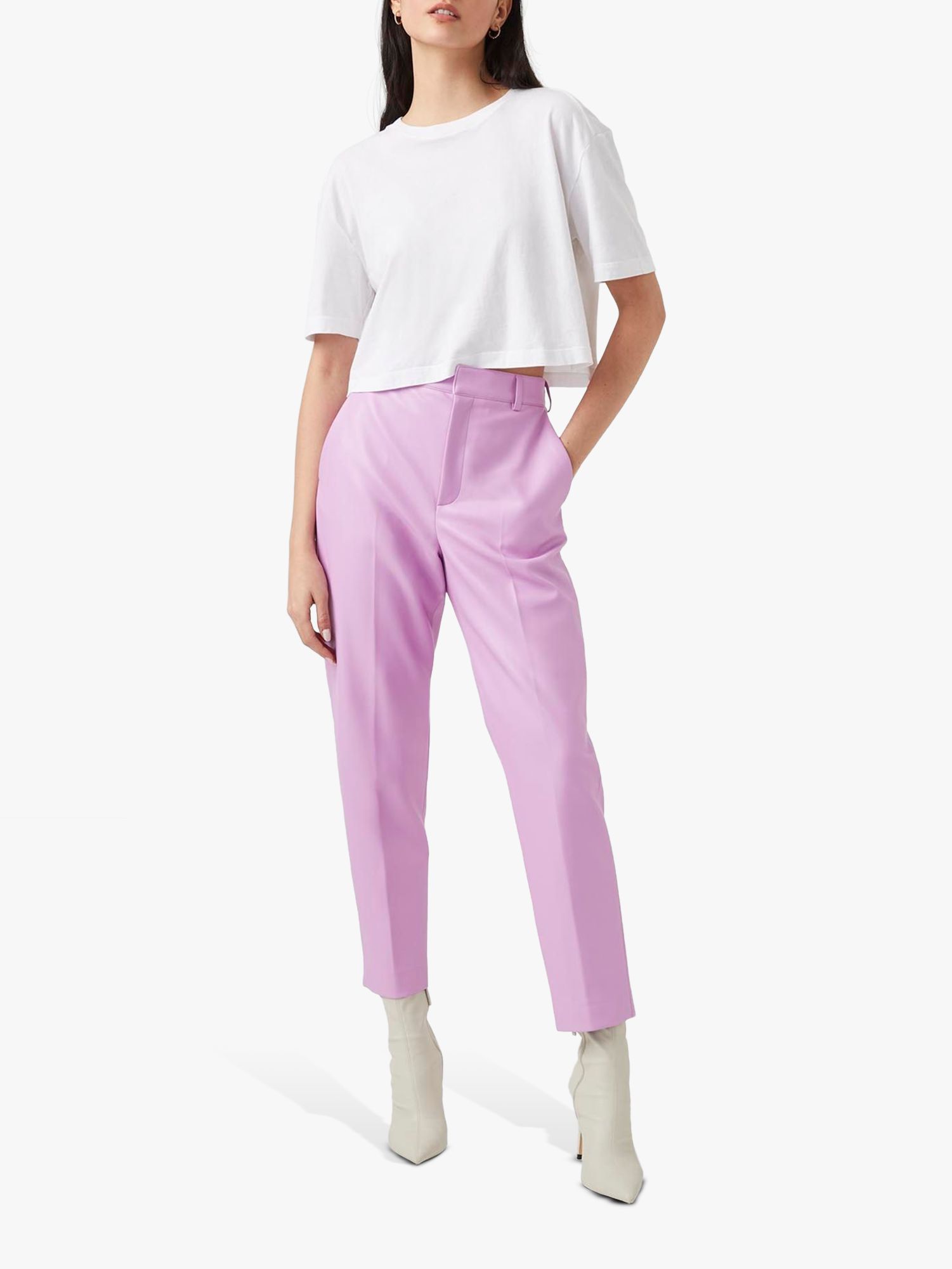 French Connection Crolenda Faux Leather Trousers, Violet