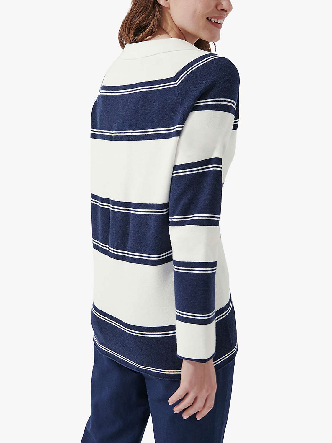 Buy Crew Clothing Dartmouth Stripe Collared Jumper, White/Navy Online at johnlewis.com