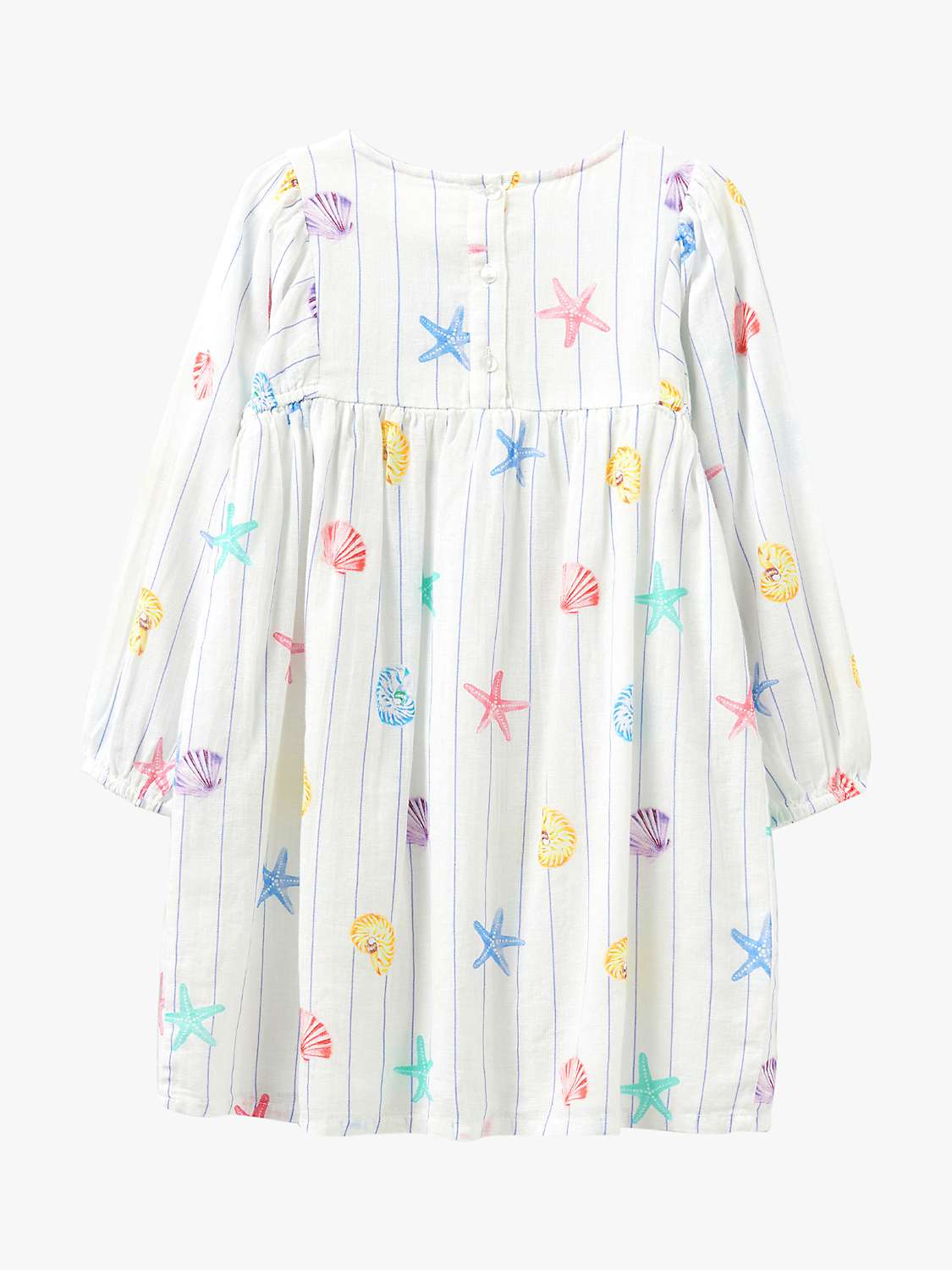 Buy Crew Clothing Kids' Voluminous Shell Print Dress, Winter White Online at johnlewis.com