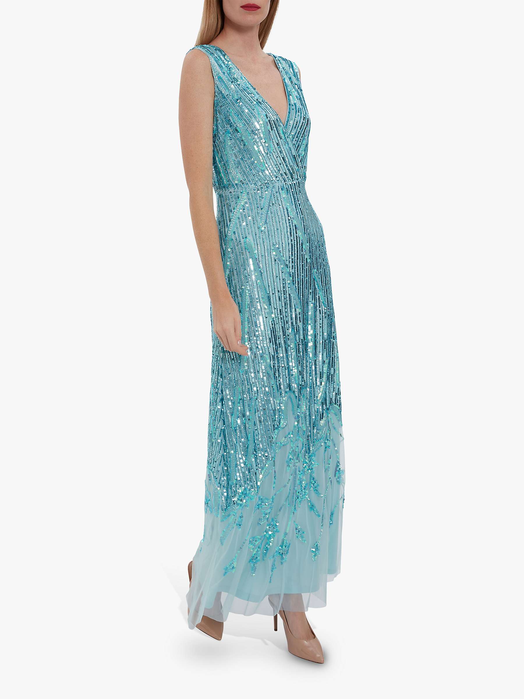 Buy Gina Bacconi Nixie Sequin Maxi Dress, Turquoise Online at johnlewis.com