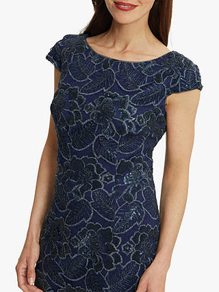 Gina Bacconi Xena Floral Lace Cocktail Dress, Navy