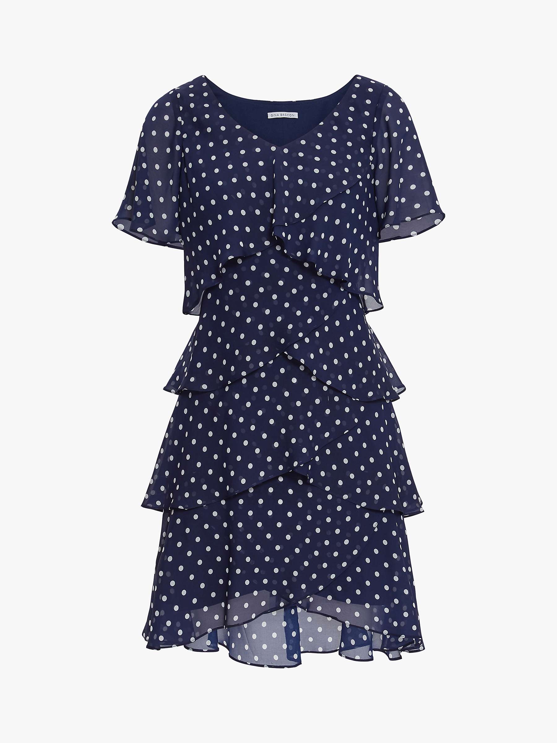 Buy Gina Bacconi Loxie Ruffle Polka Dot Dress, Navy Online at johnlewis.com