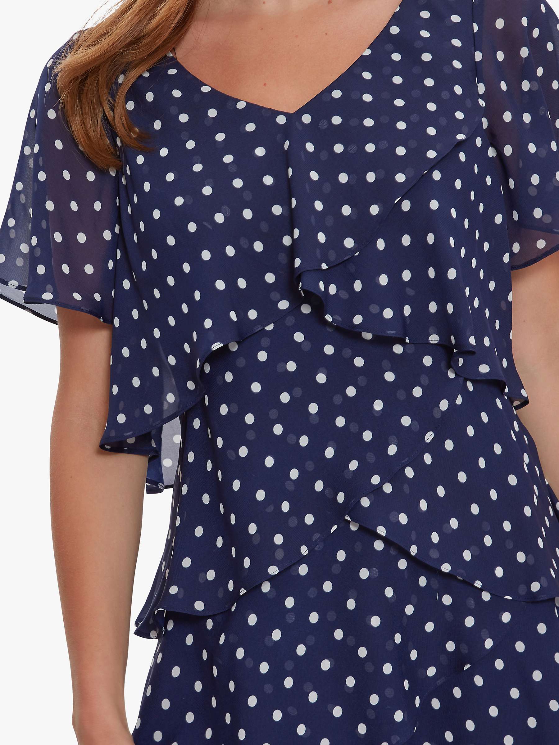 Buy Gina Bacconi Loxie Ruffle Polka Dot Dress, Navy Online at johnlewis.com