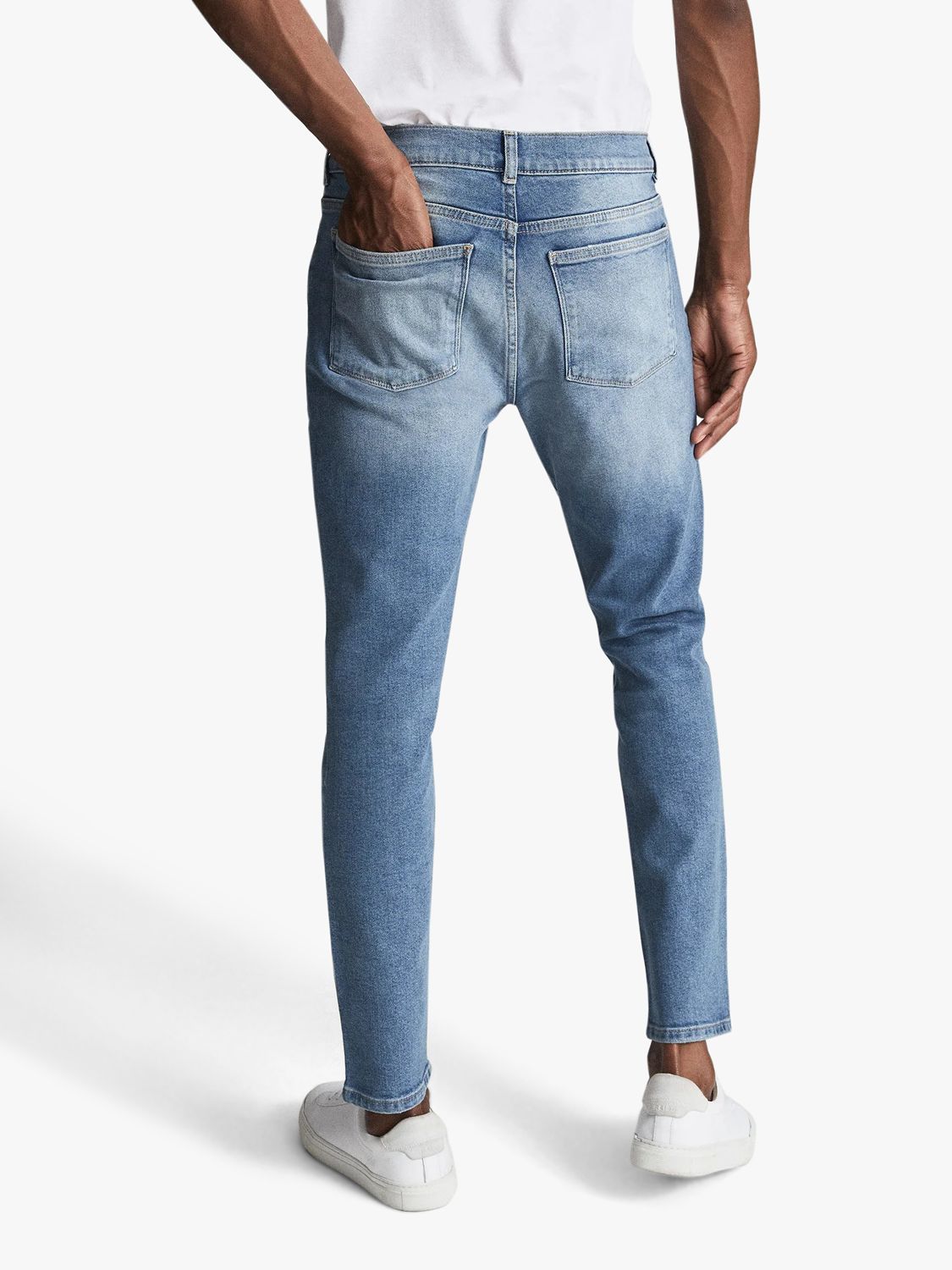 Reiss Cove Tapered Slim Fit Jeans, Washed Blue