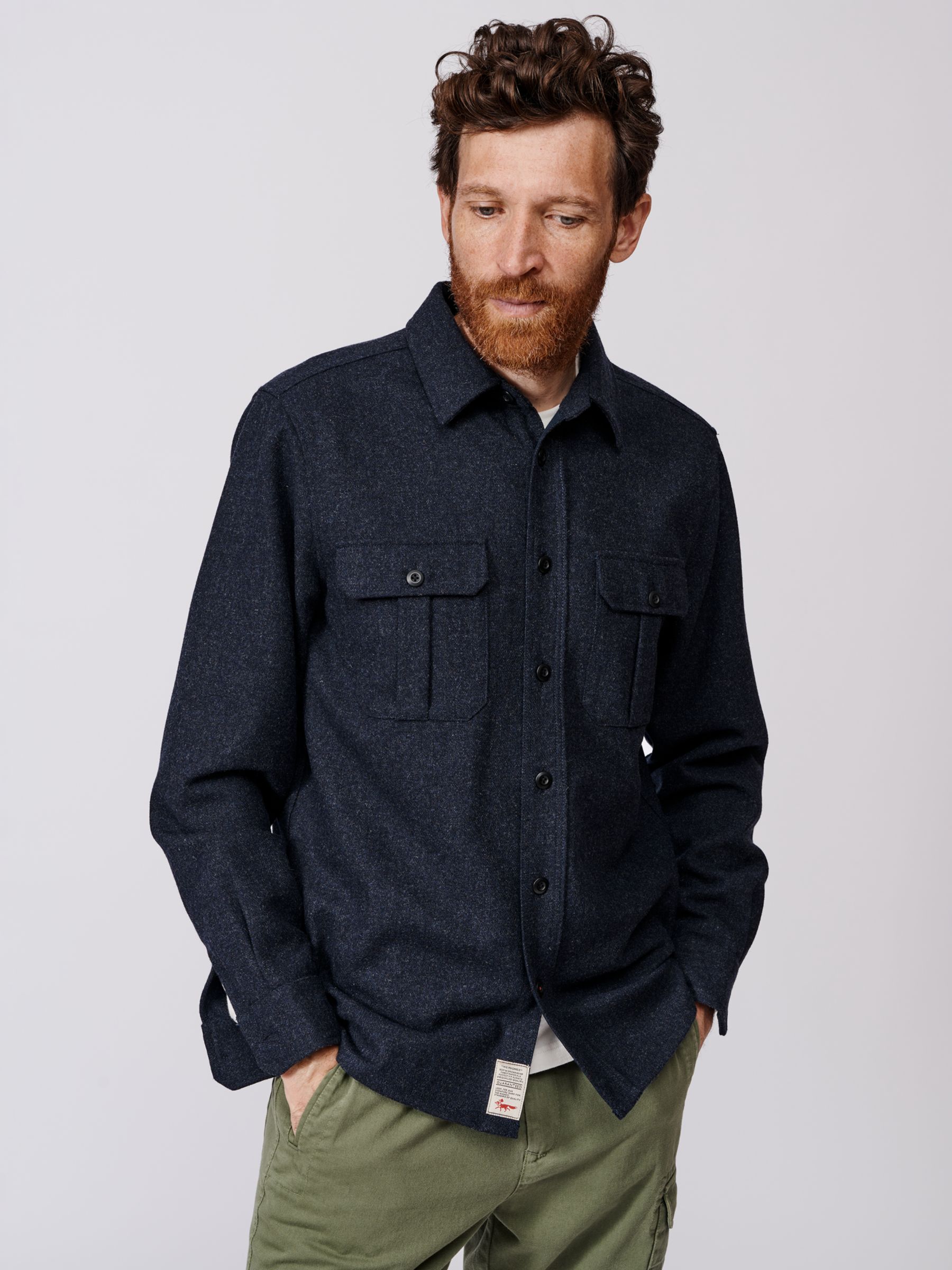 Aubin Lyaghts Wool Overshirt, Navy