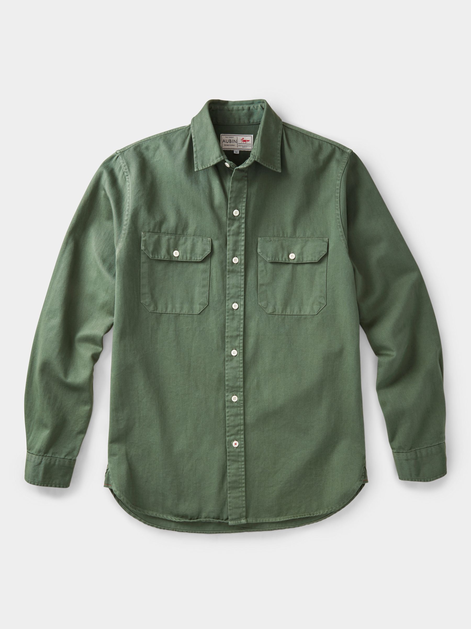 Aubin Normanby Cotton Twill Shirt, Khaki, S