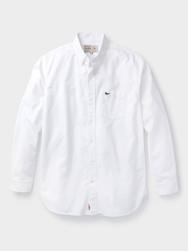 Aubin Aldridge Oxford Cotton Button Down Striped Shirt, Bright White