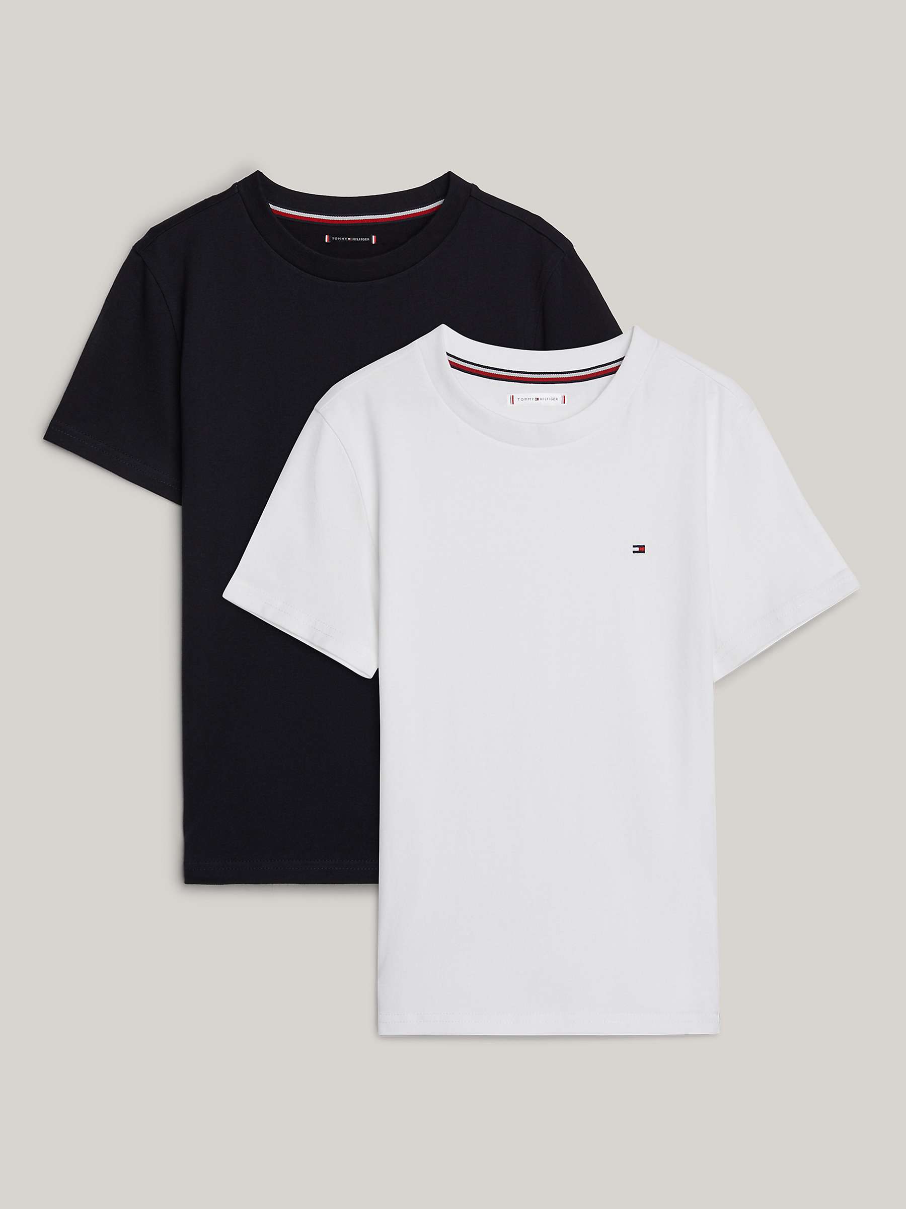Kviksølv plantageejer overdraw Tommy Hilfiger Kids' Plain Logo T-Shirts, Pack of 2, Desert Sky/White at  John Lewis & Partners