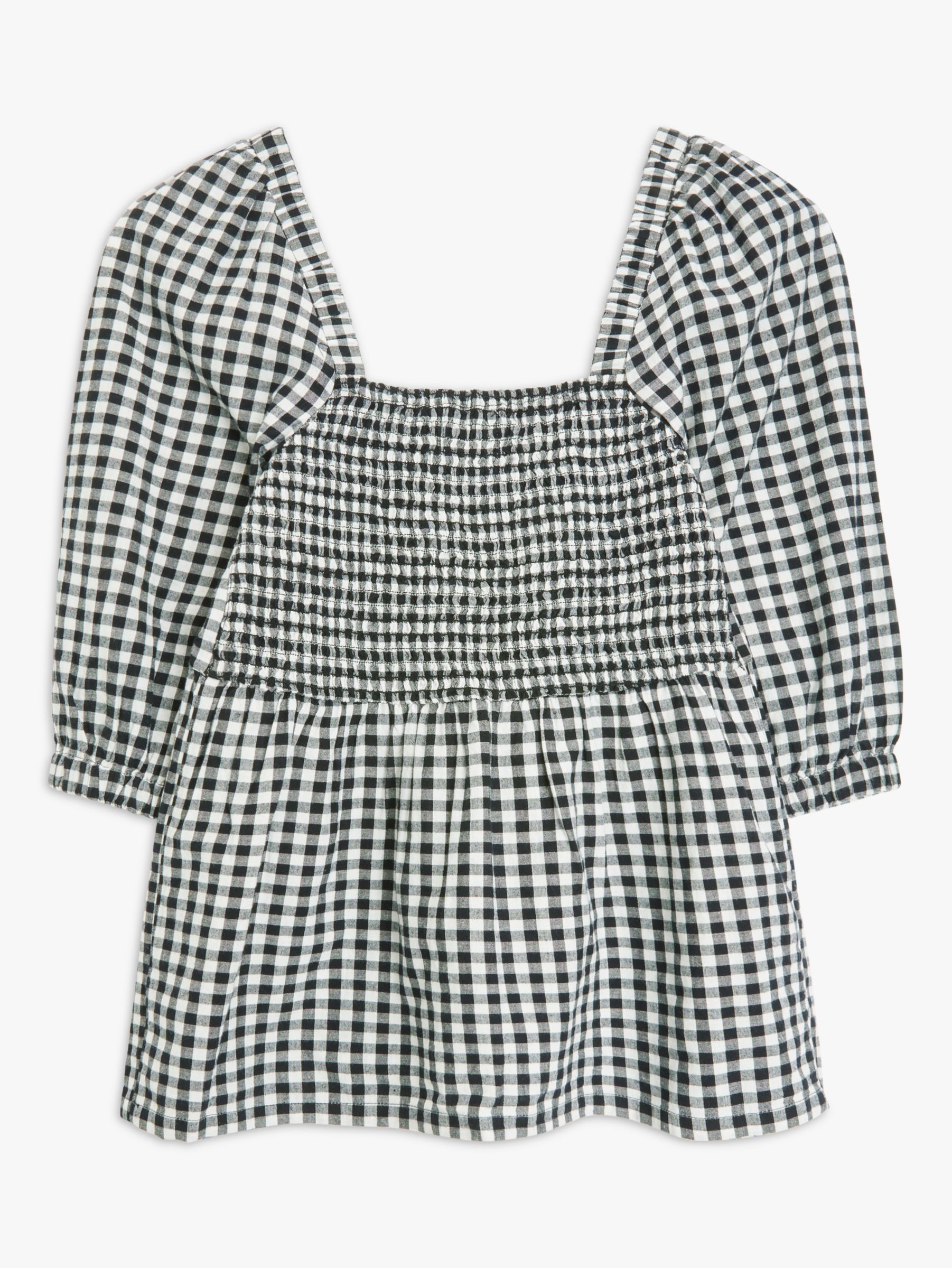 John Lewis ANYDAY Square Neck Gingham Top, Black/White at John Lewis ...