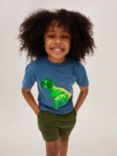 John Lewis & Partners Kids' Sequin Dinosaur T-Shirt, Blue
