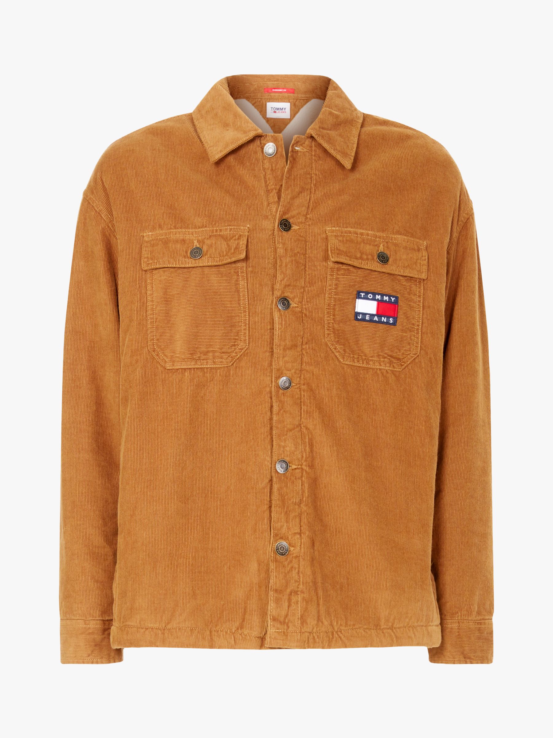 Tommy Jeans Tommy Badge Sherpa Lined Corduroy Overshirt, Desert Khaki ...