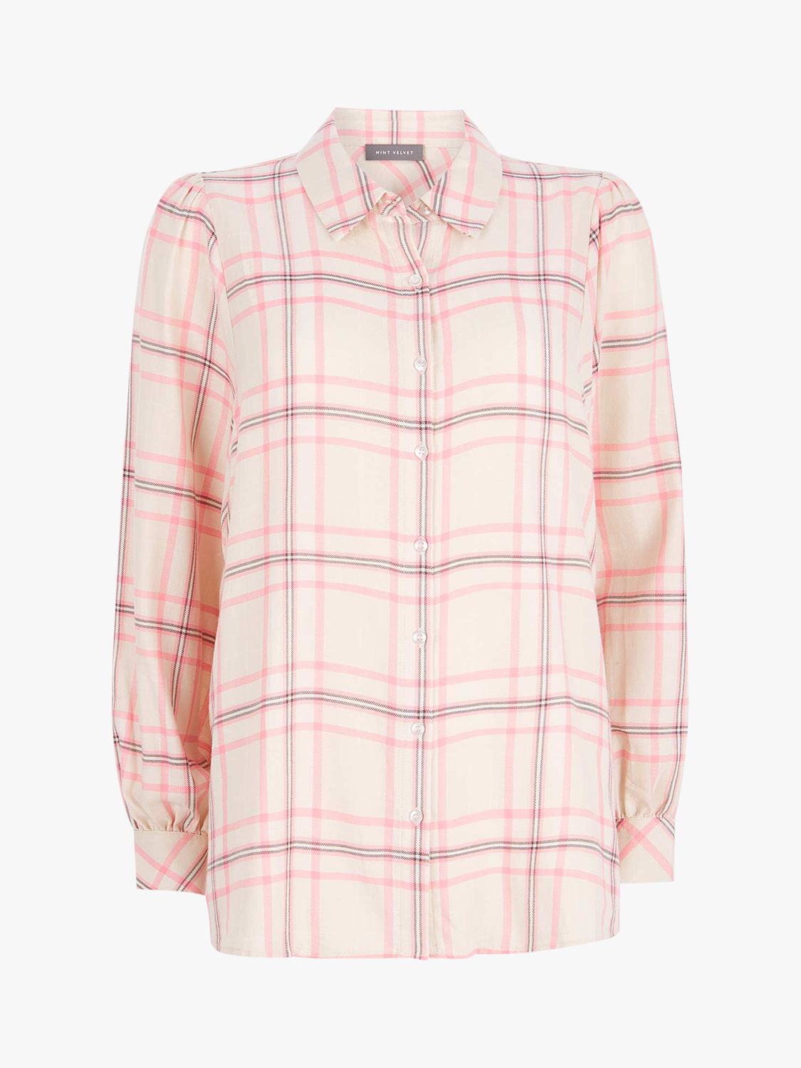 Mint Velvet Oversized Check Print Shirt, Pink