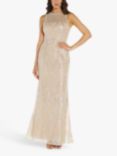 Adrianna Papell Geometric Sequin Halterneck Maxi Gown, Alabaster