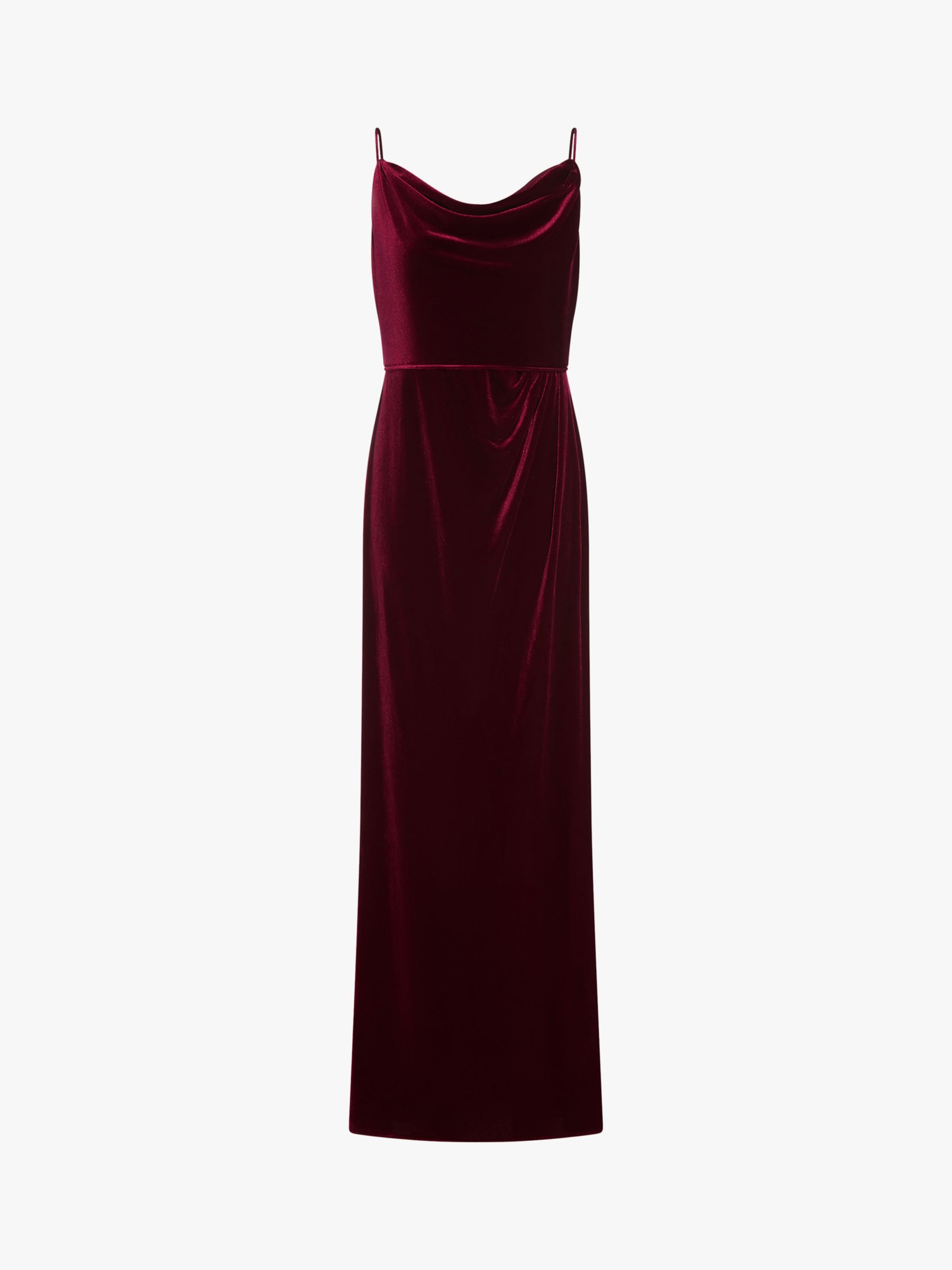 Adrianna Papell Cowl Neck Velvet Maxi Gown, Burgundy at John Lewis ...