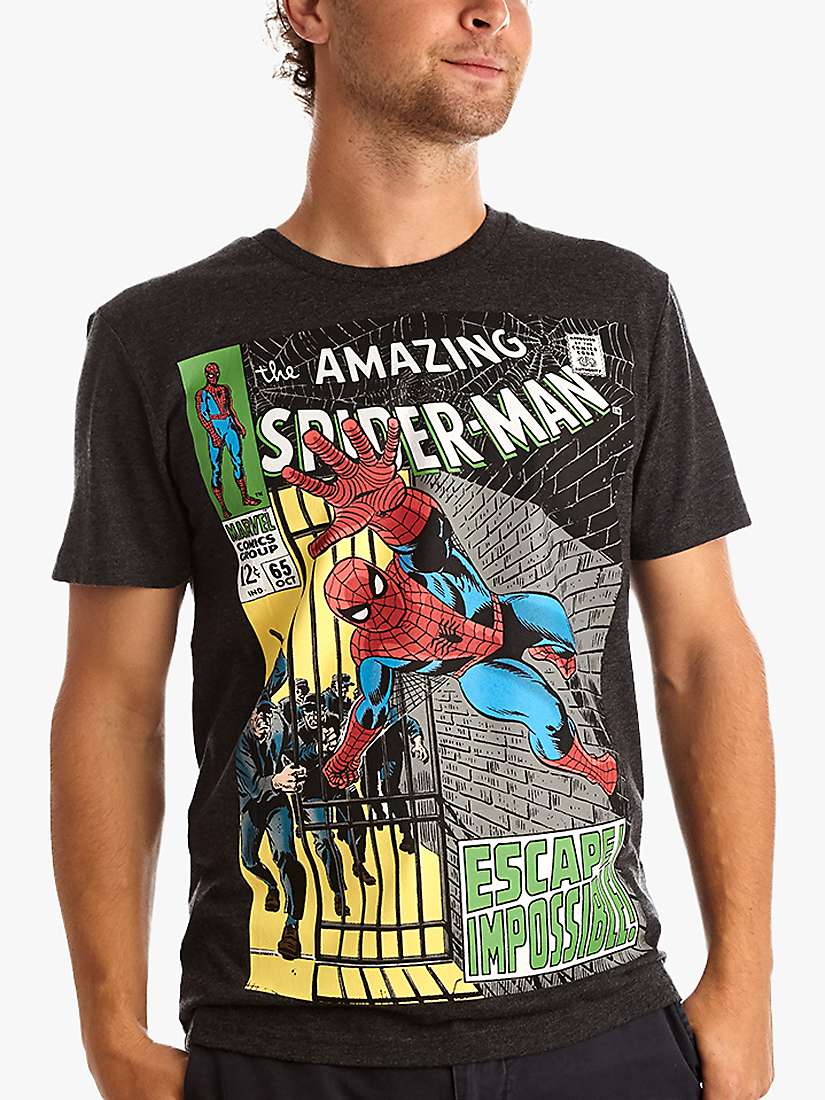 Buy Fabric Flavours Spider-Man Comic T-Shirt, Grey Online at johnlewis.com