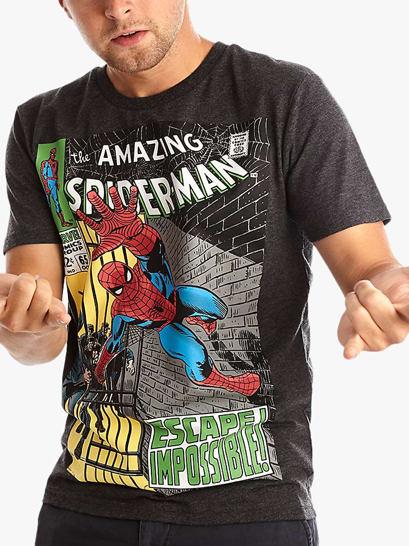 Buy Fabric Flavours Spider-Man Comic T-Shirt, Grey Online at johnlewis.com