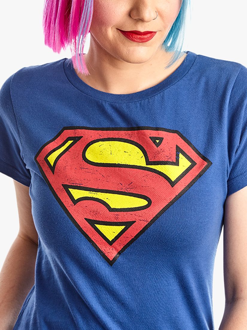 Fabric Flavours Superman Logo Fitted T-Shirt, Blue at John Lewis Partners