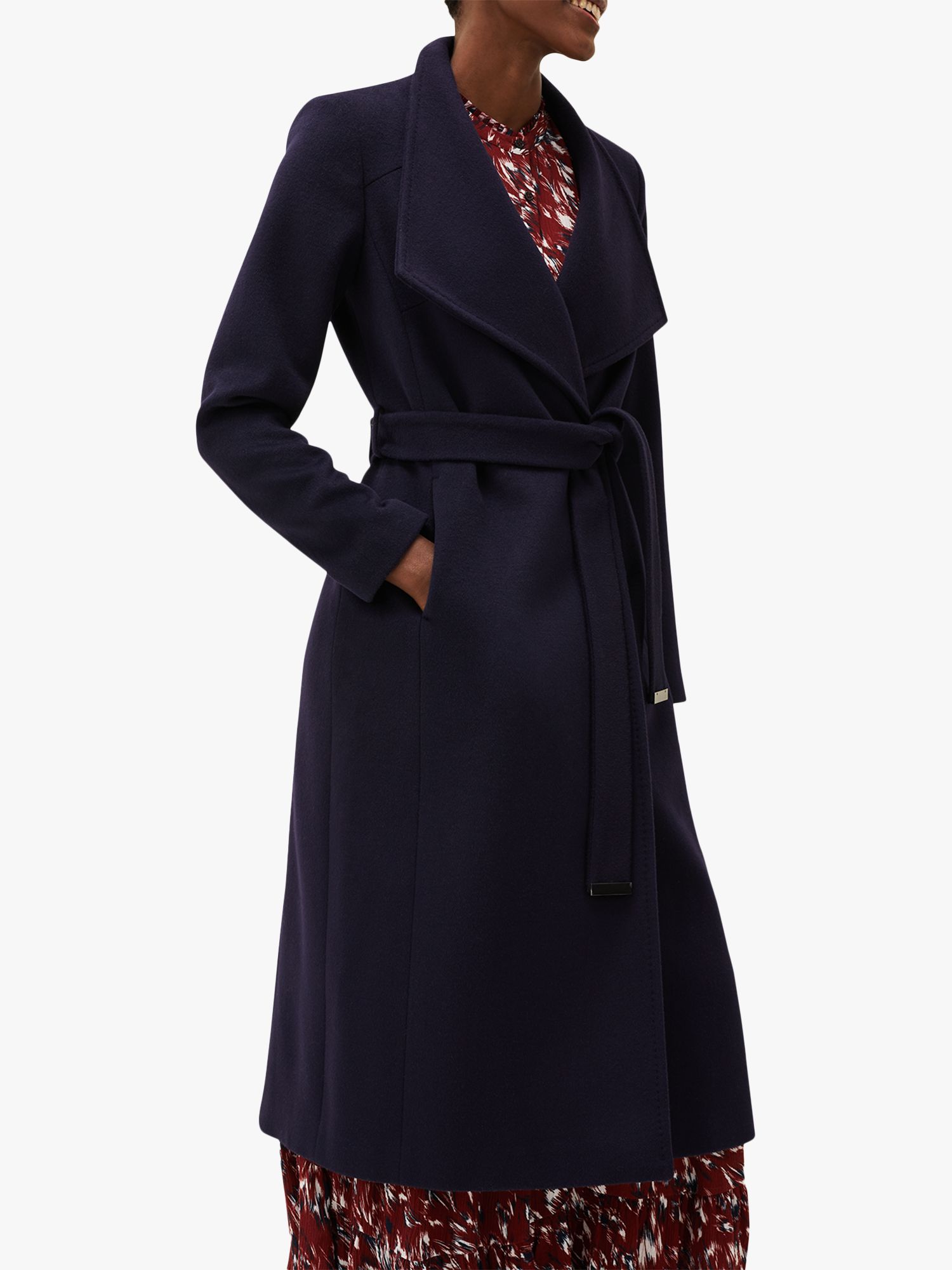 Phase Eight Thea Wool Blend Trench Coat, Navy