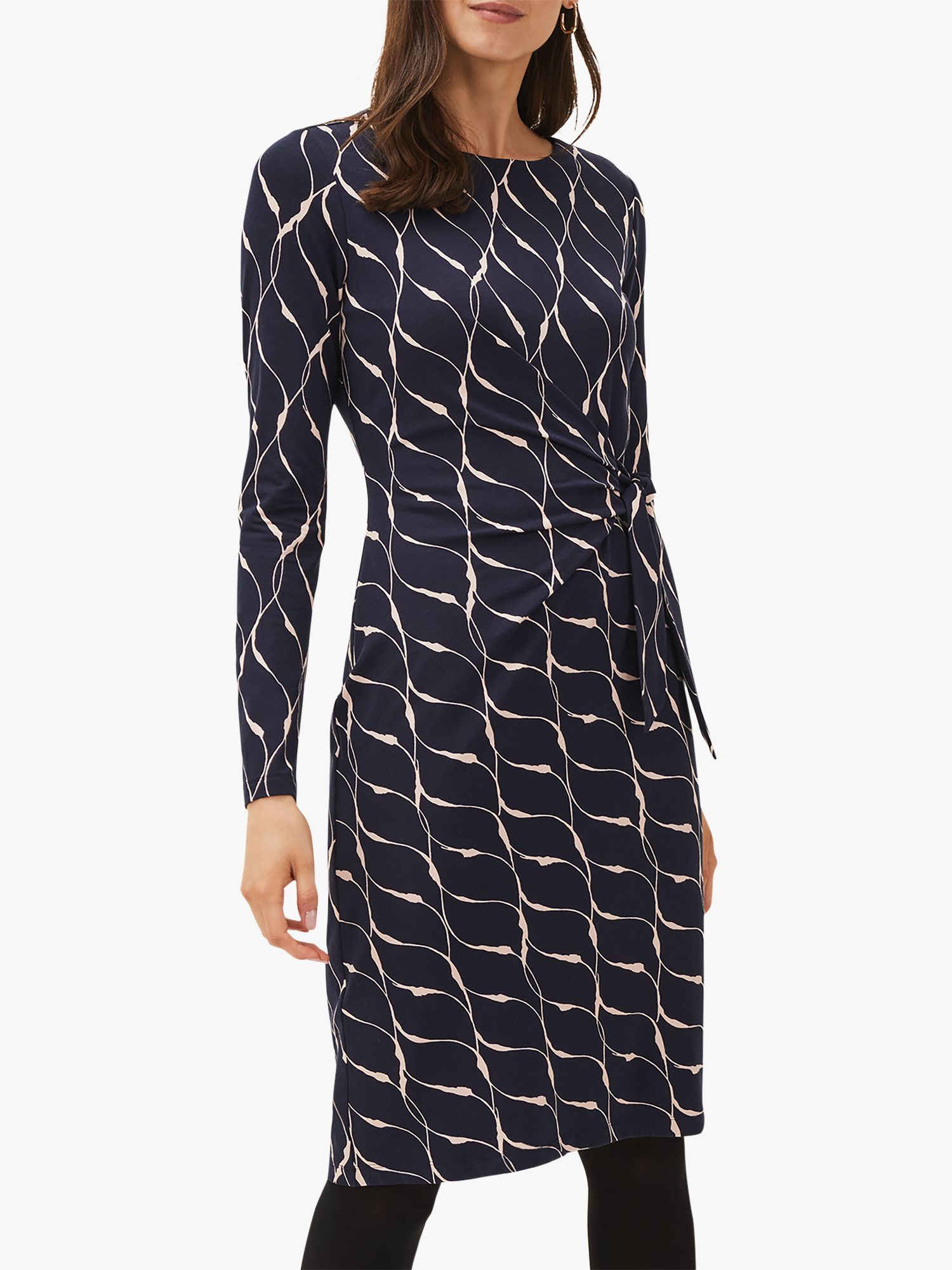 Phase Eight Ally Abstract Print Dress, Navy at John Lewis & Partners