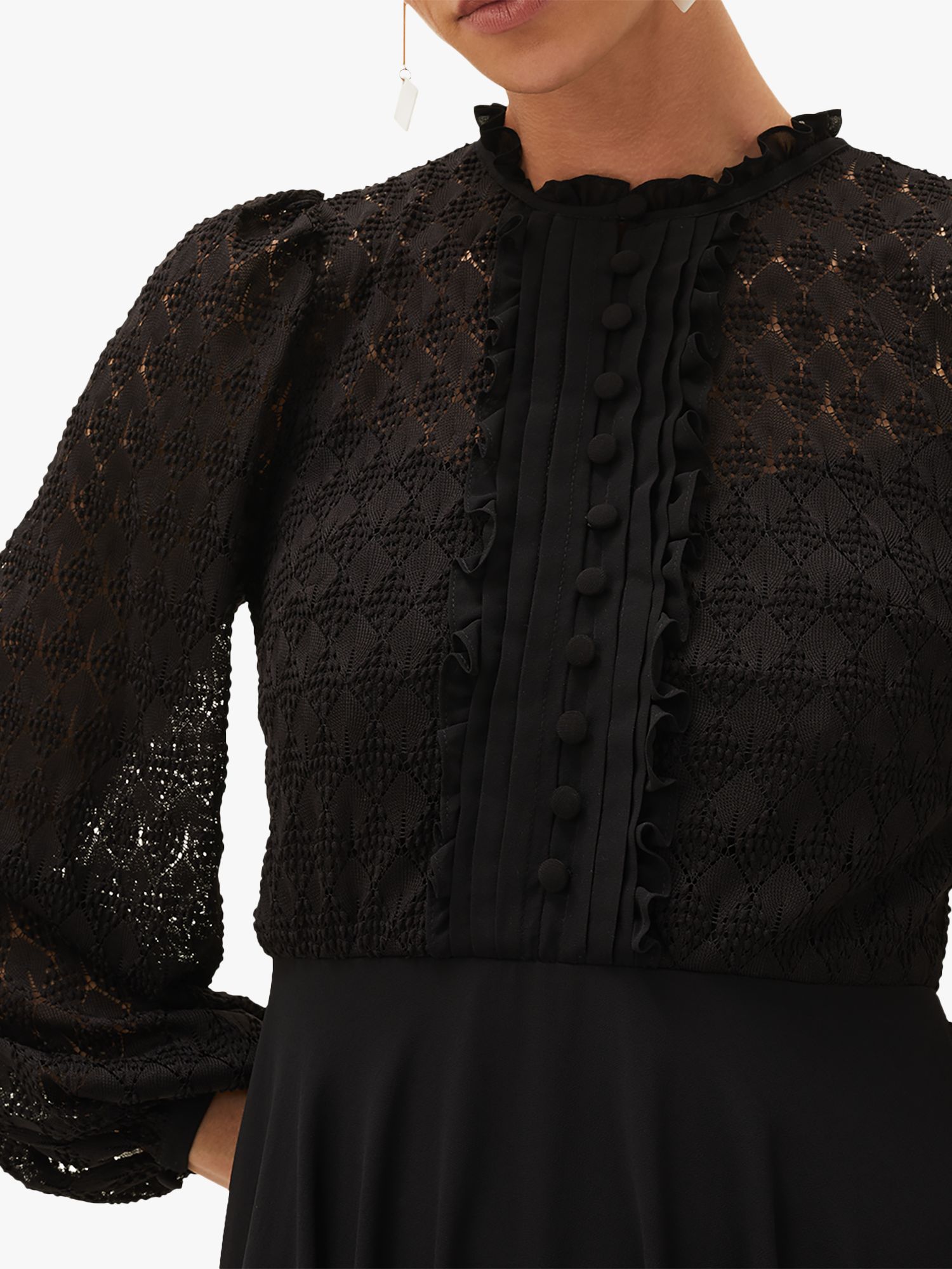 Phase Eight Leonore Lace Bodice Dress, Black at John Lewis & Partners