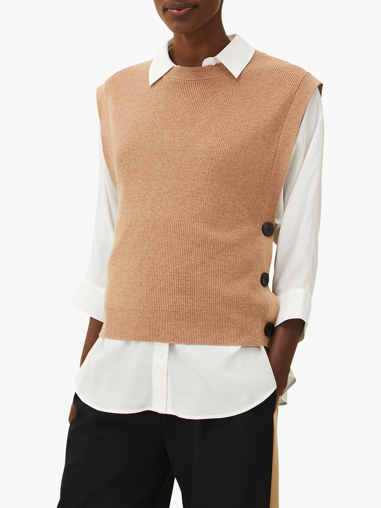 Phase Eight Liv Knitted Tabard Top, Camel at John Lewis & Partners