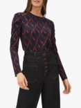 Phase Eight Ally Abstract Print Top, Navy