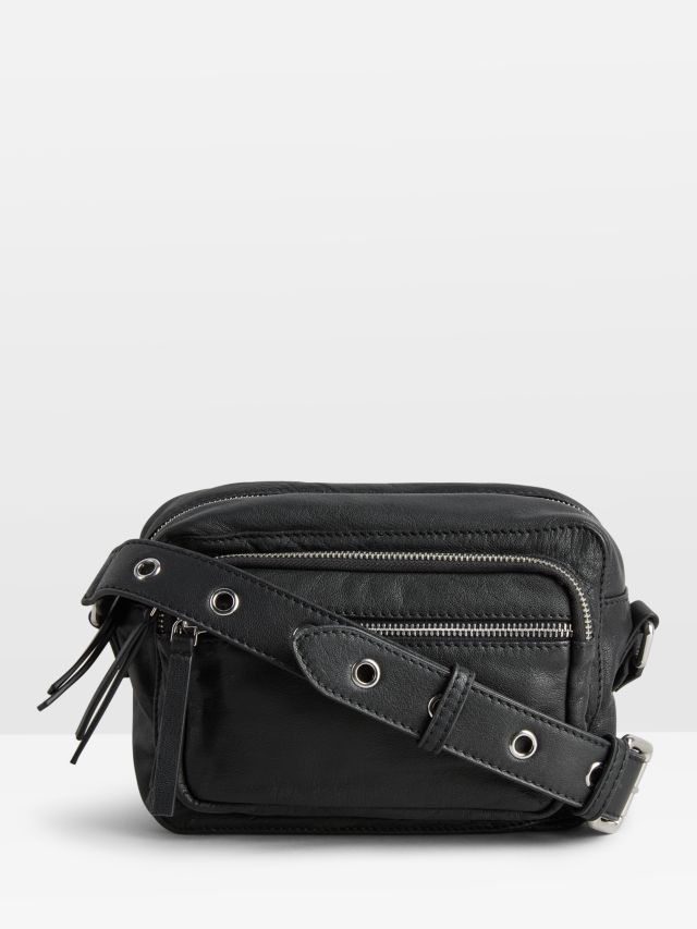 HUSH Albany Leather Cross Body Bag Black