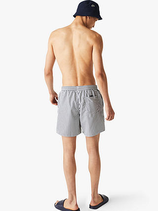 Lacoste Striped Seersucker Swim Shorts, Navy