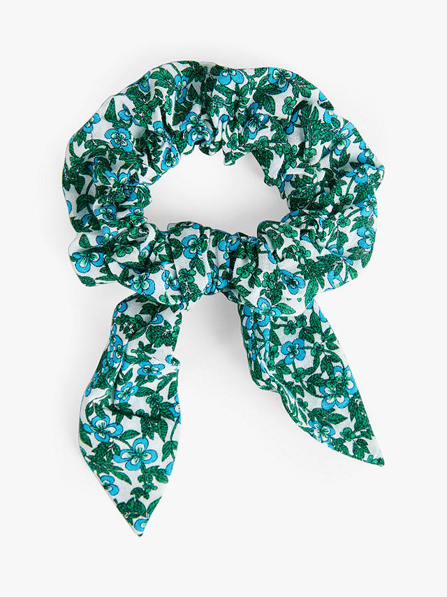 hush Andria Love Hearts Scrunchie, Blue/Green Floral 1