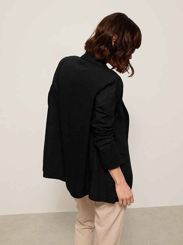 John Lewis John Lewis Womens Black  Linen Jacket Blazer Size 12 