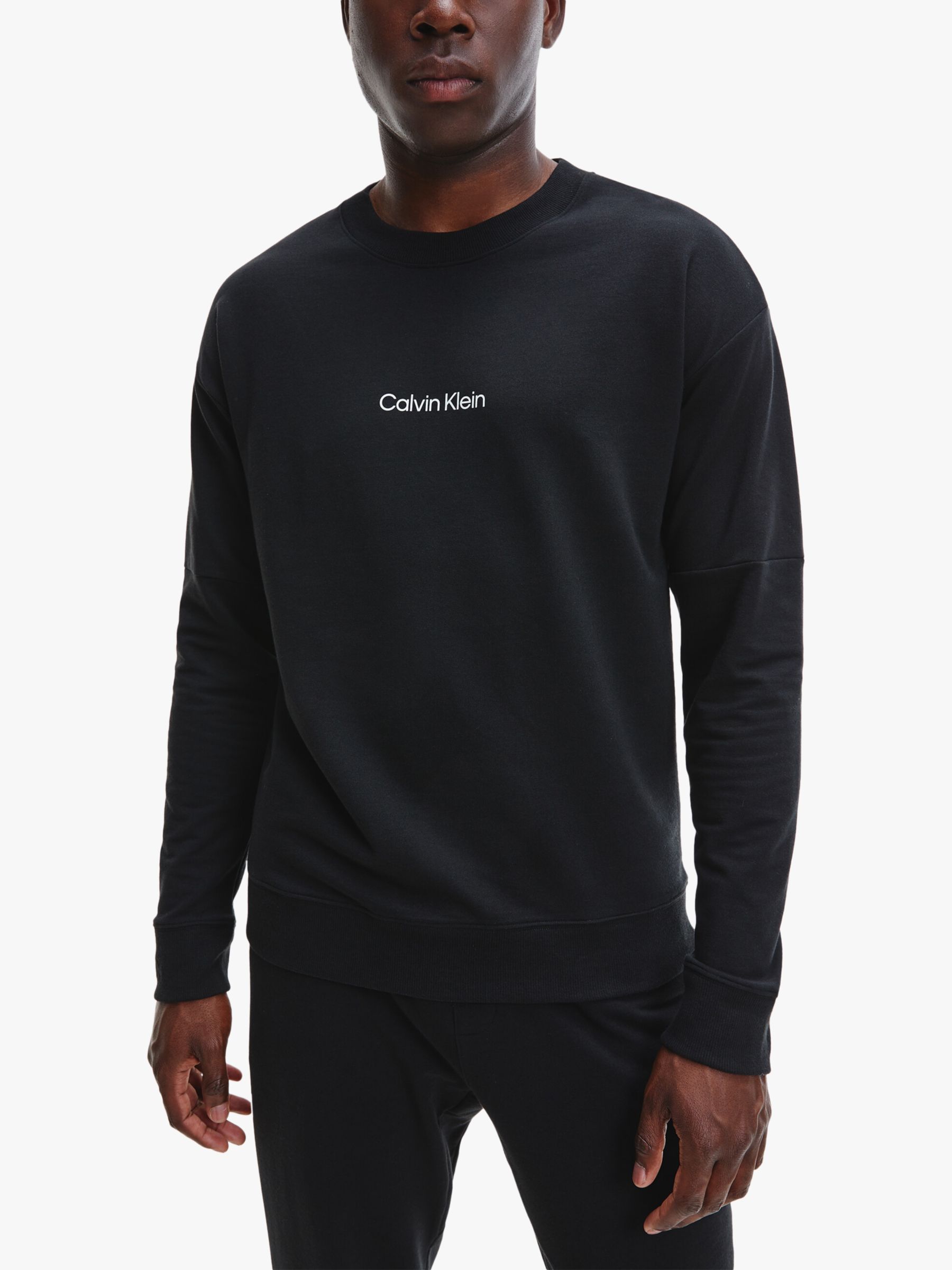 Calvin Klein Logo Sweatshirt, Black at John Lewis & Partners