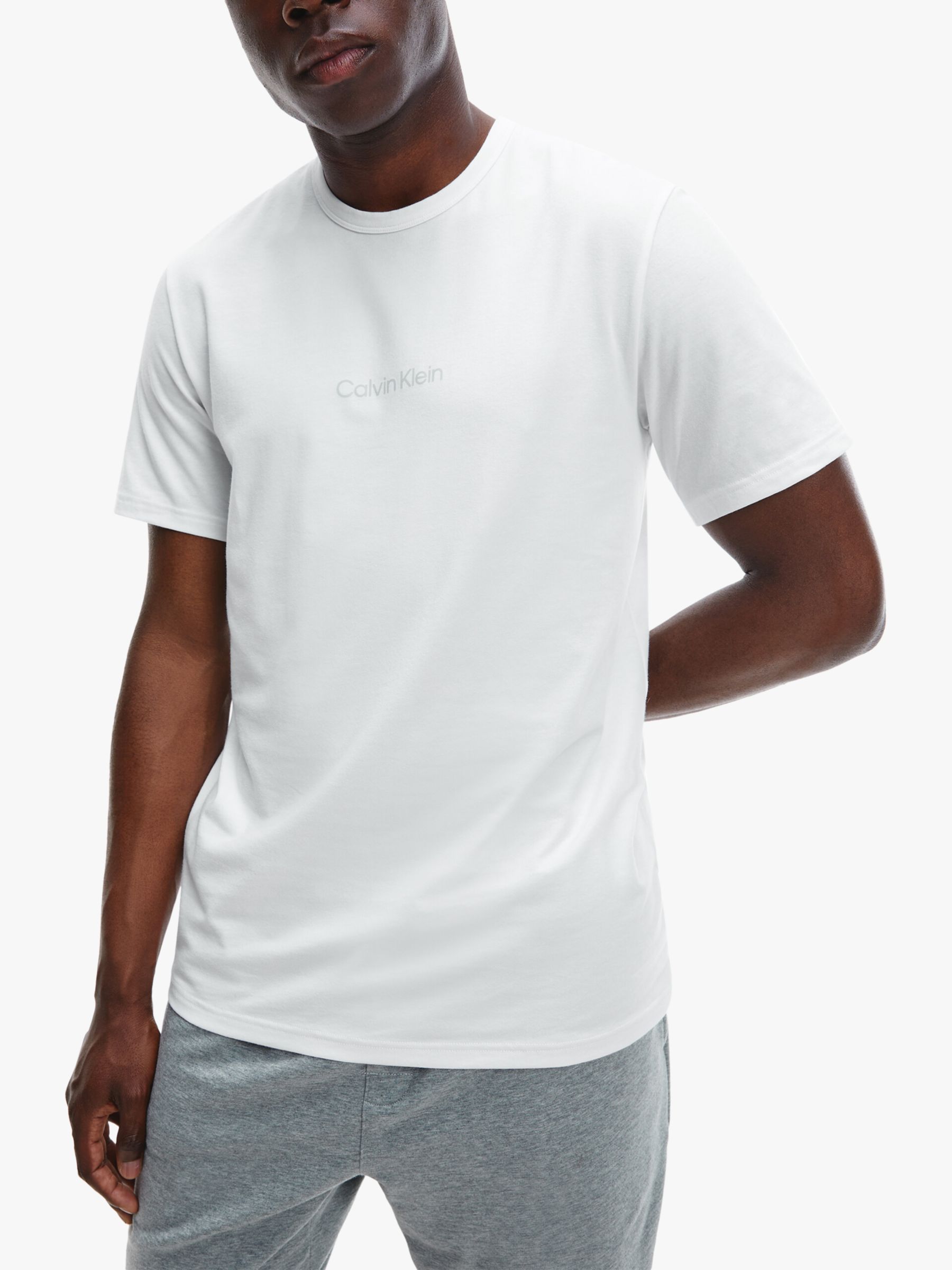 Calvin Klein Crew Neck Logo Lounge T-Shirt, White at John Lewis & Partners