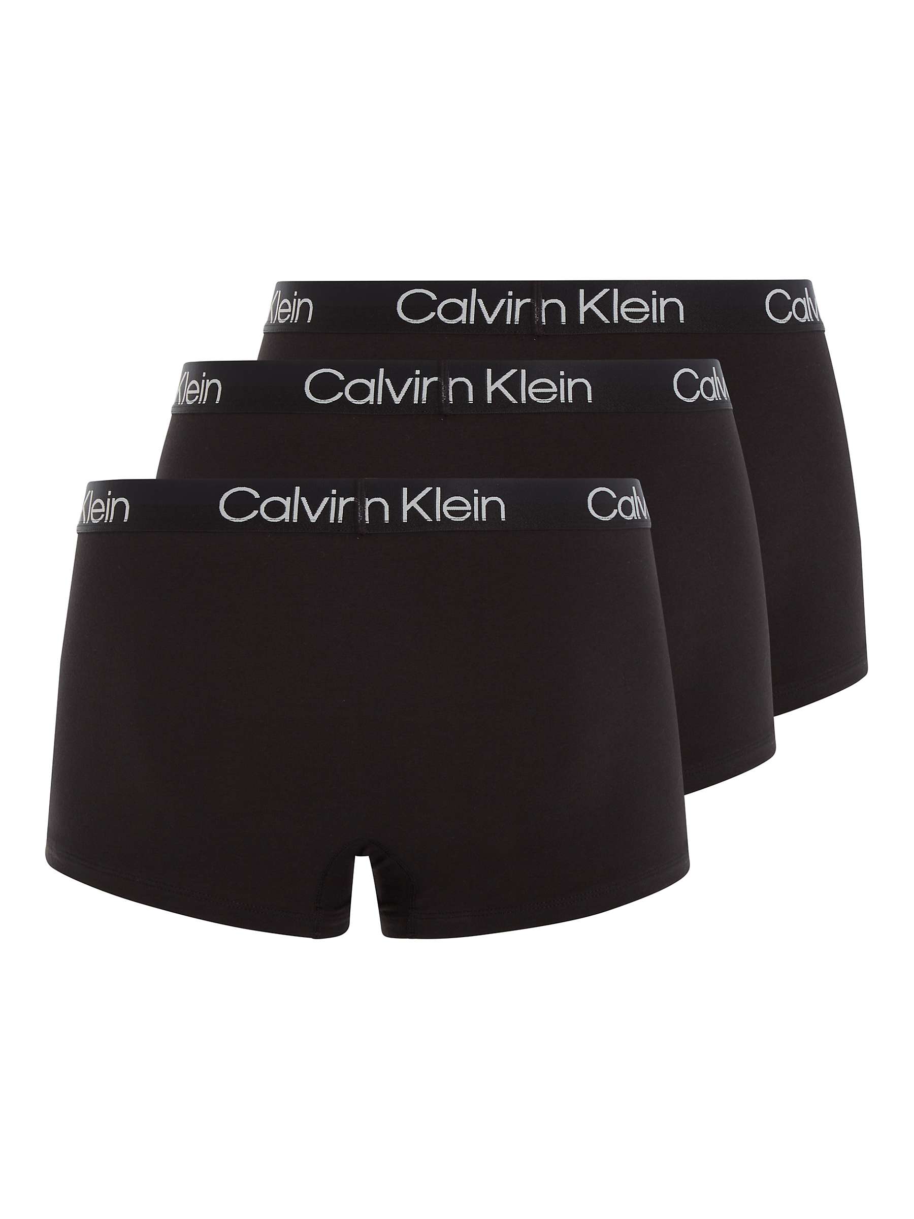 Calvin Klein Stretch Cotton Trunks, Pack of 3, Black at John Lewis ...